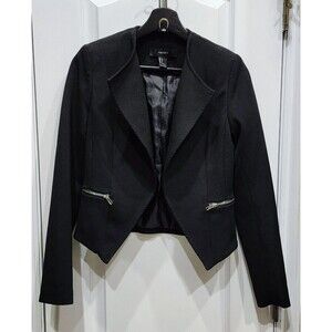 Forever 21 Black Cropped Blazer Jacket Women Size Small V-Neck